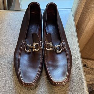 Salvatore Ferragamo Dark Brown Leather Loafers